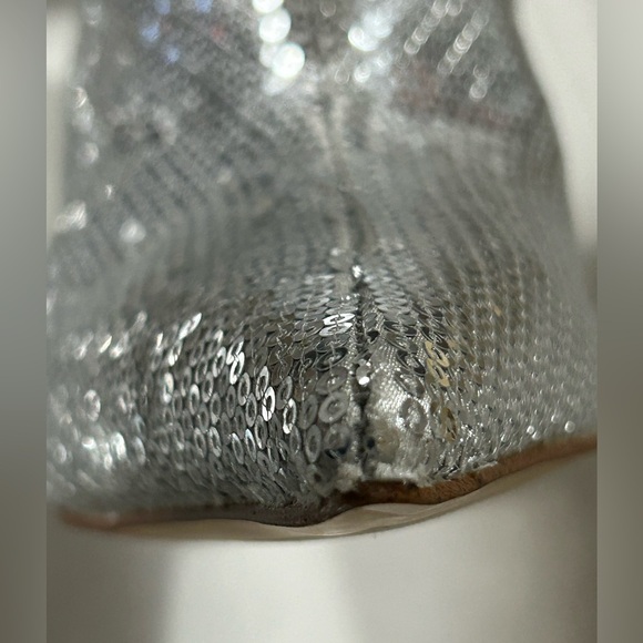 Michael Kors Luna Sequin Boots Silver Pointed Toe Slouchy Heels Women’s 6.5M NIB - Picture 12 of 14